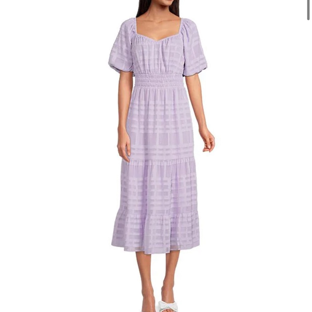 NWT! Adelyn Rae size large womens purple dress with puff sleeve